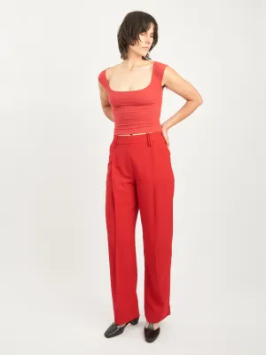 Barbados Cherry Light Twill Suiting Relaxed Pleated Pants