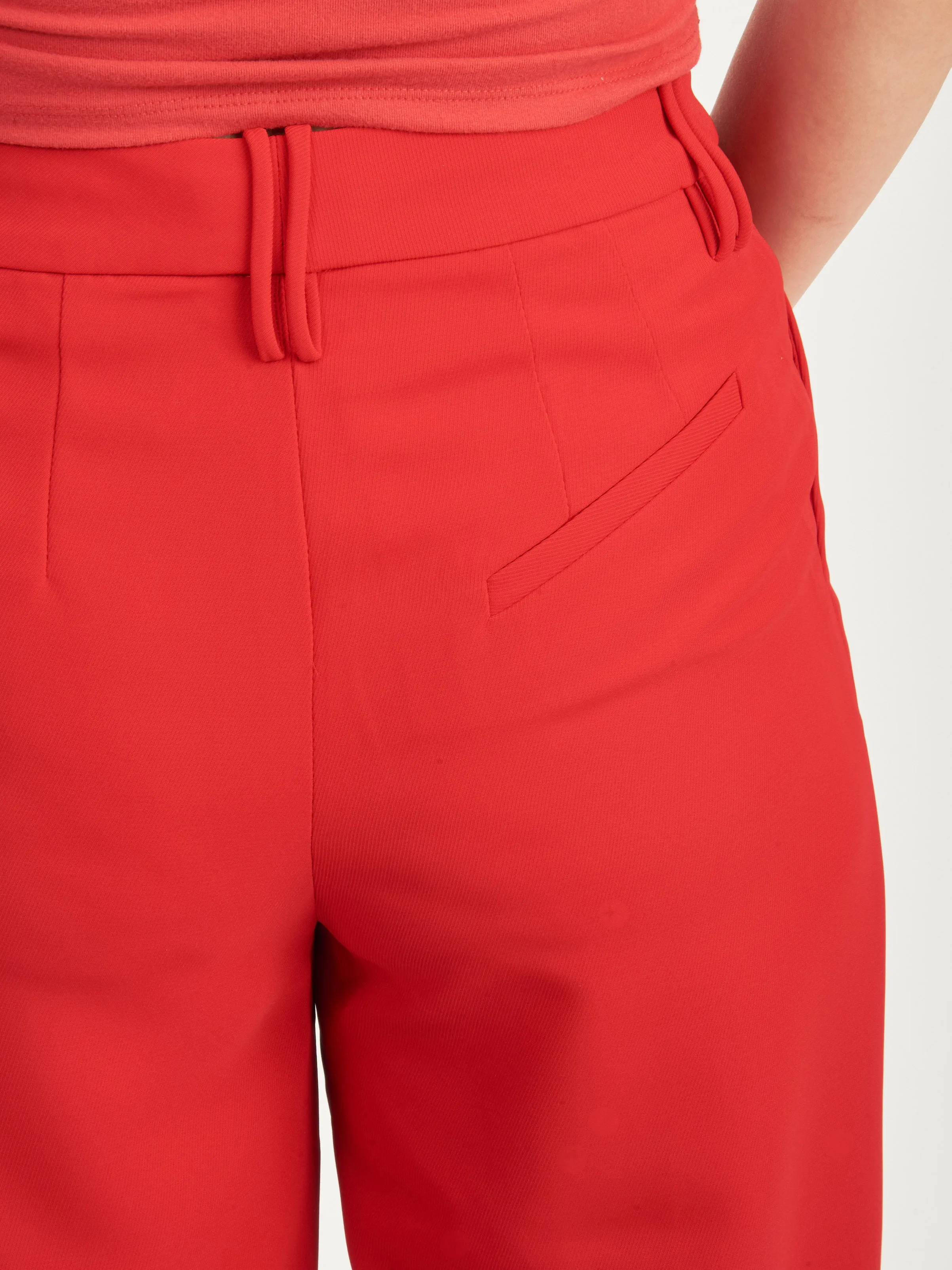 Barbados Cherry Light Twill Suiting Relaxed Pleated Pants