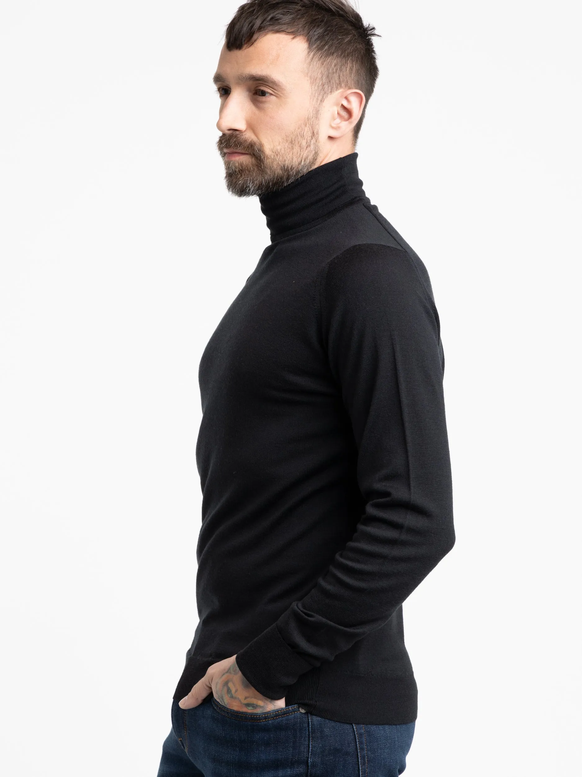 Black Richards Extra-Fine Merino Wool Sweater