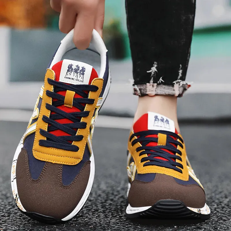 Breathable Patchwork Lace-Up Fabric Sneakers