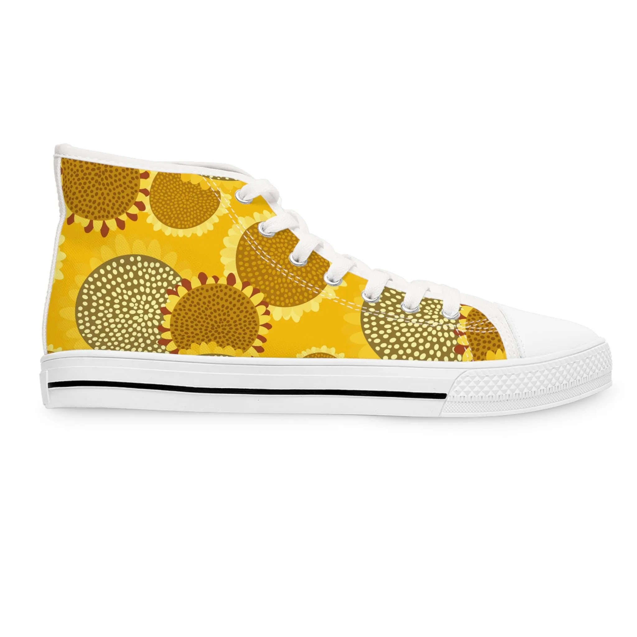 Bright Sunflowers on a Yellow Background Women's High Top Sneakers