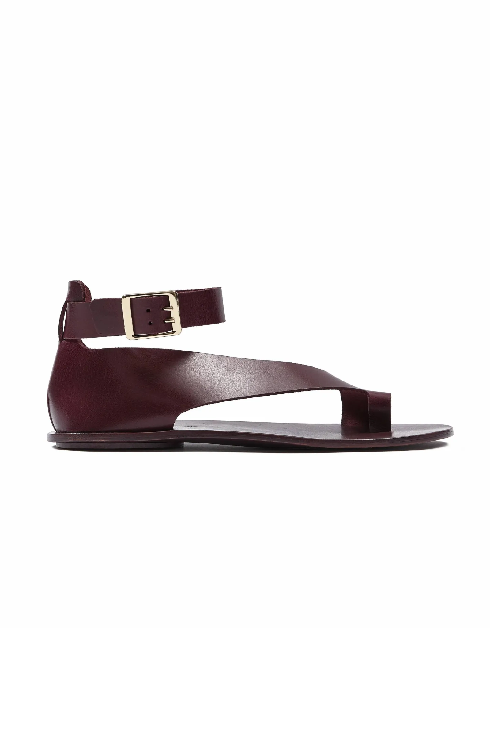 Burgundy Buckle Leather Sandals