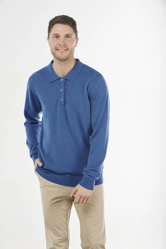 Cashmere/ Merino 3 Button Polo Collar Pullover