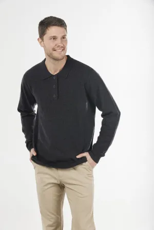 Cashmere/ Merino 3 Button Polo Collar Pullover