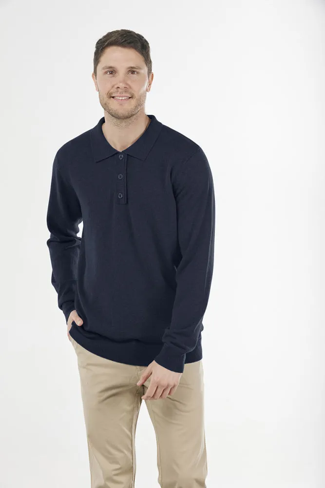 Cashmere/ Merino 3 Button Polo Collar Pullover