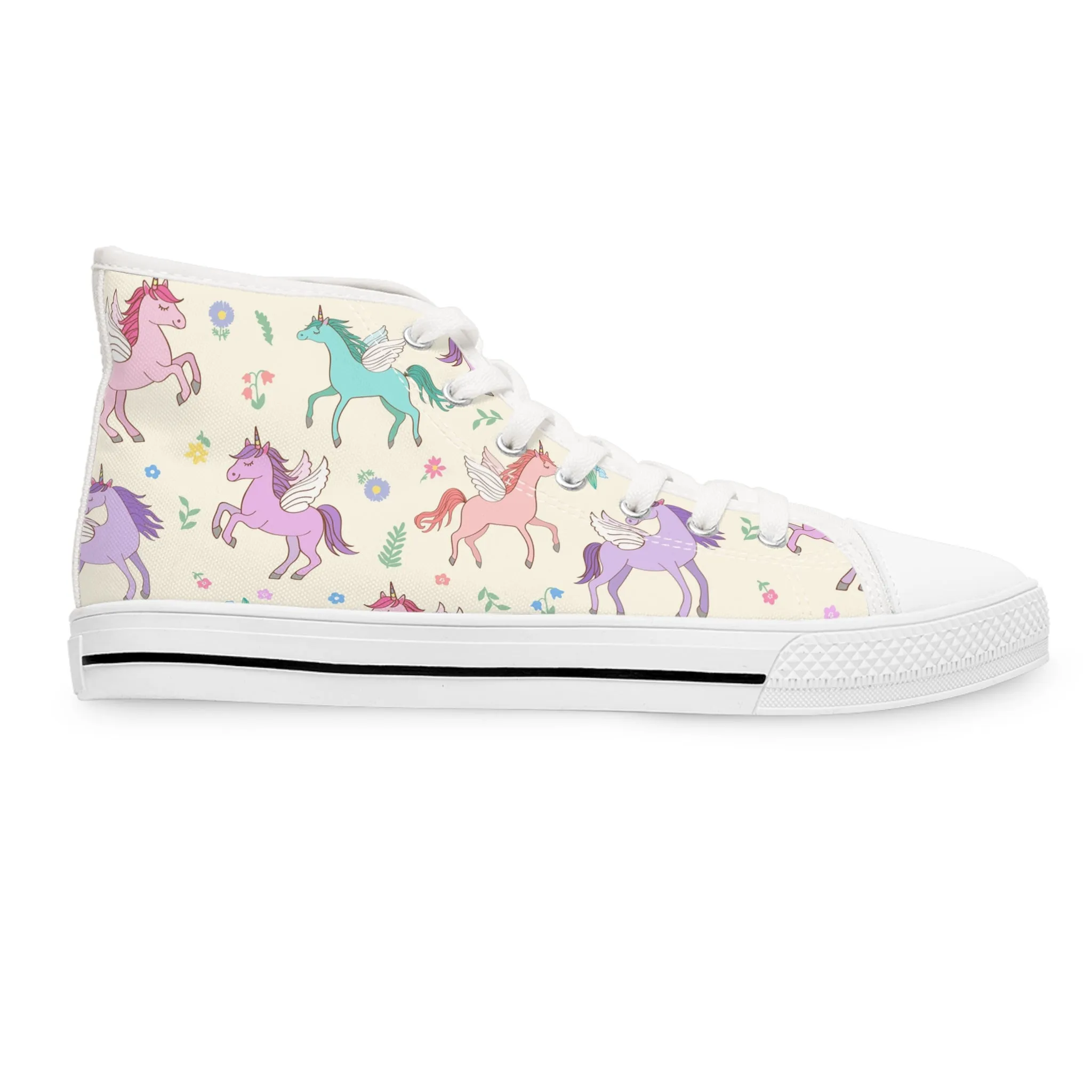 Colorful Pastel Pegasus Women's High Top Sneakers