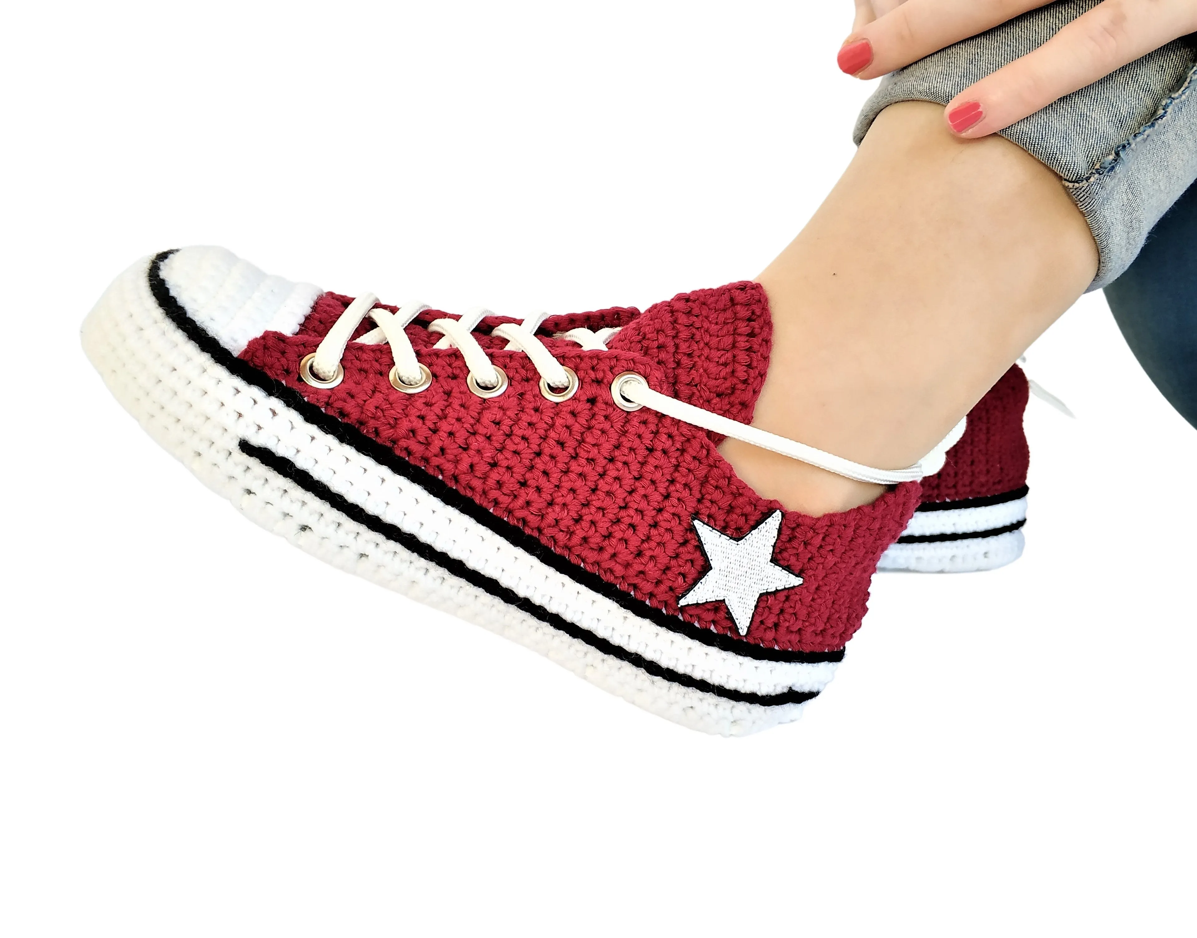 Converse Embroidered Handmade Custom Slippers Low Top Sneakers Breathable Wool Socks