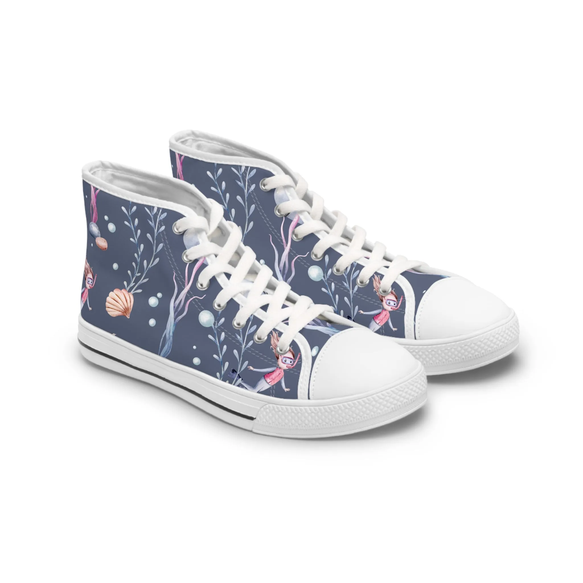 Cute Snorkeling Underwater Women's High Top Sneakers