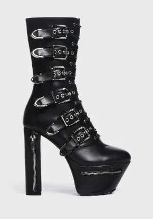 Detained Mid-Calf Buckle Boots