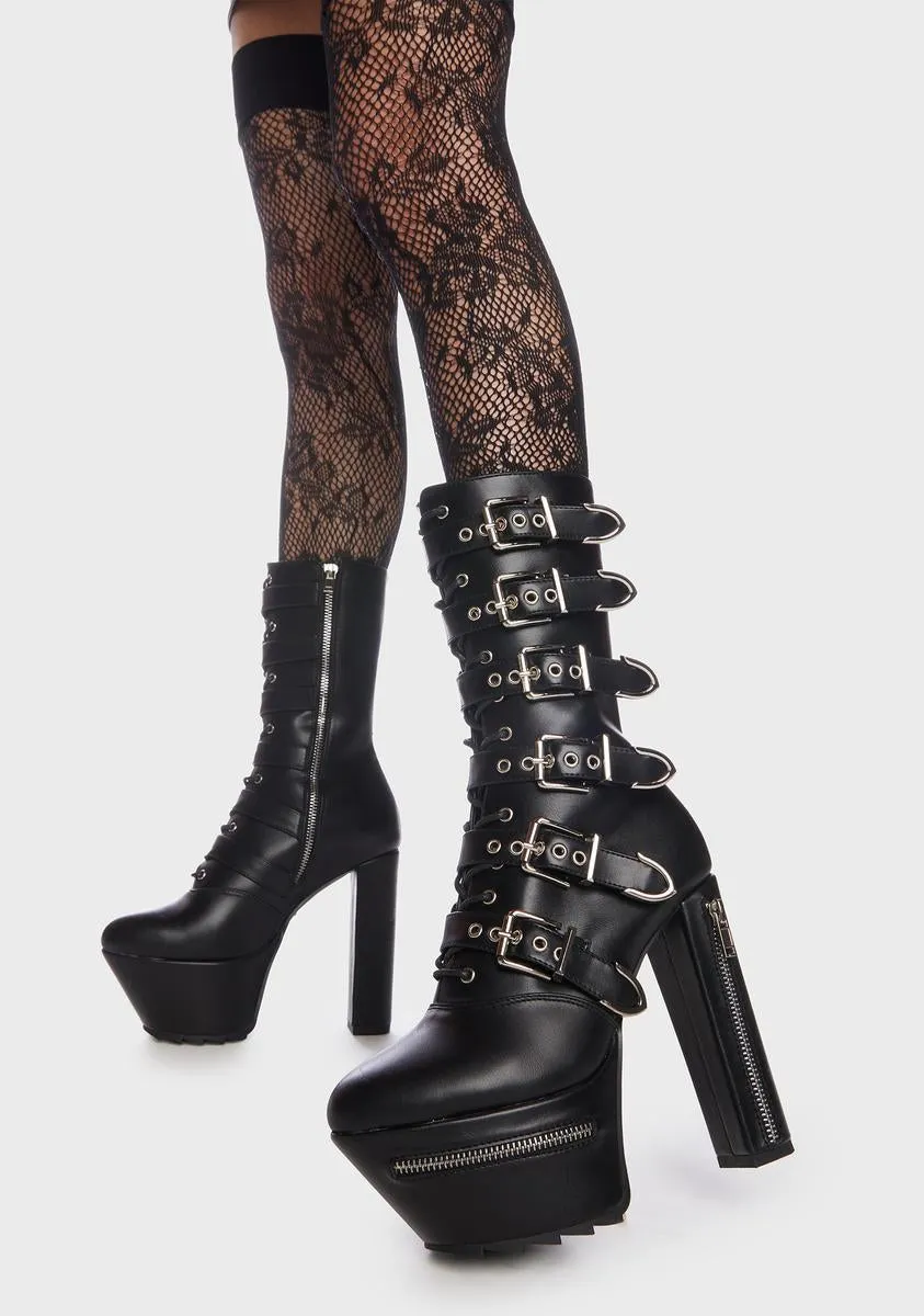 Detained Mid-Calf Buckle Boots