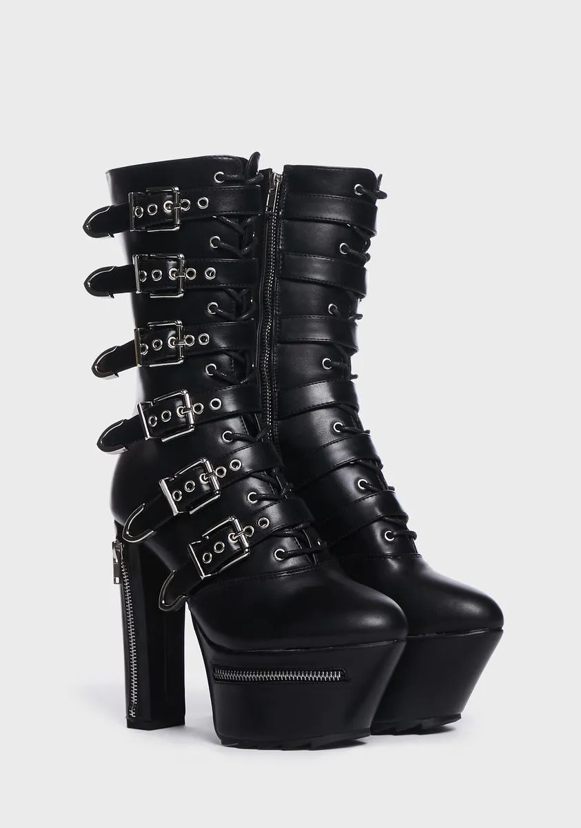 Detained Mid-Calf Buckle Boots