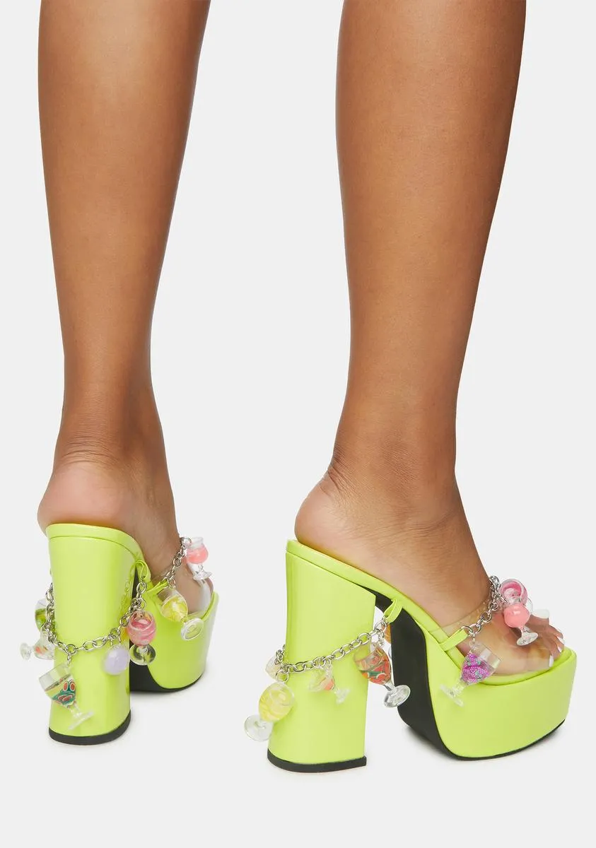 Drink Happy Thoughts Platform Sandals