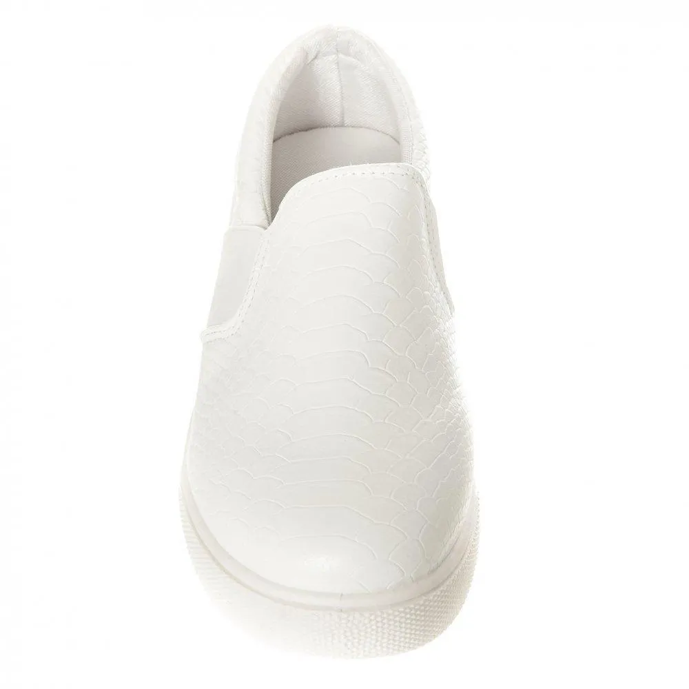 Elouise Slip On Skater Shoe Elastic Panels White Rubber Soles