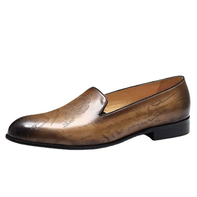 Embossed Pigskin Leather Loafers