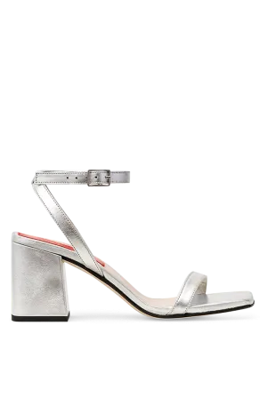 Essential Block Heel Silver Sandal