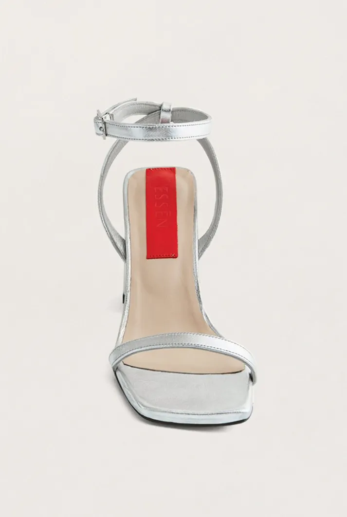 Essential Block Heel Silver Sandal