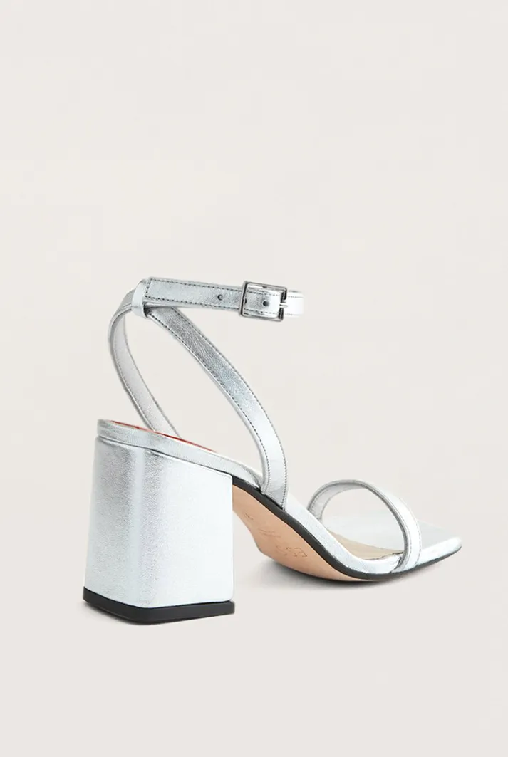 Essential Block Heel Silver Sandal