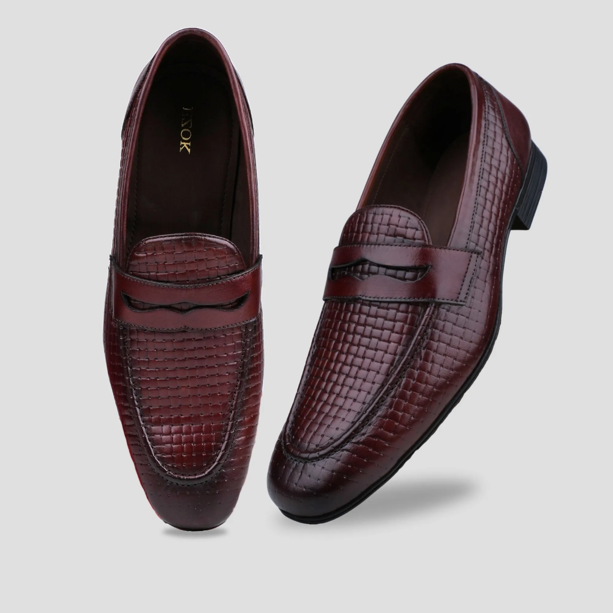 Ezok Leather Brown Casual Loafer Shoes For Men