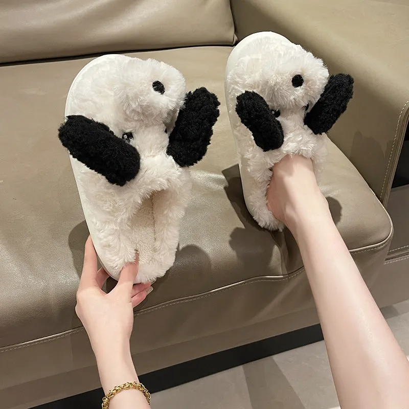 Fuzzy Puppy Plush Slippers | Kawaii Indoor Slippers