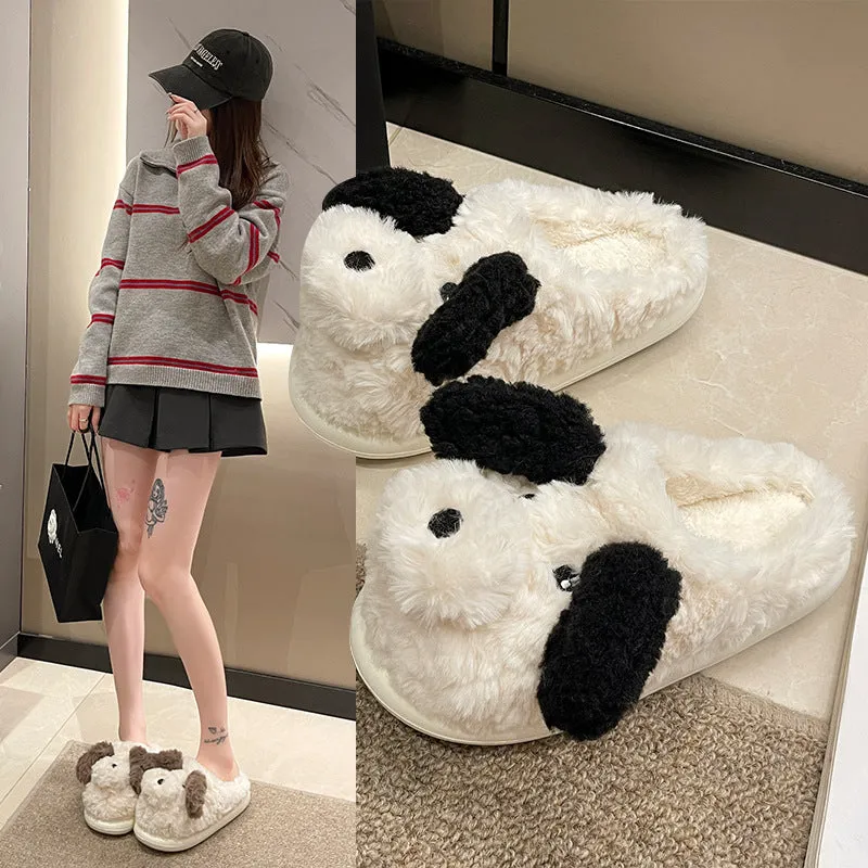 Fuzzy Puppy Plush Slippers | Kawaii Indoor Slippers