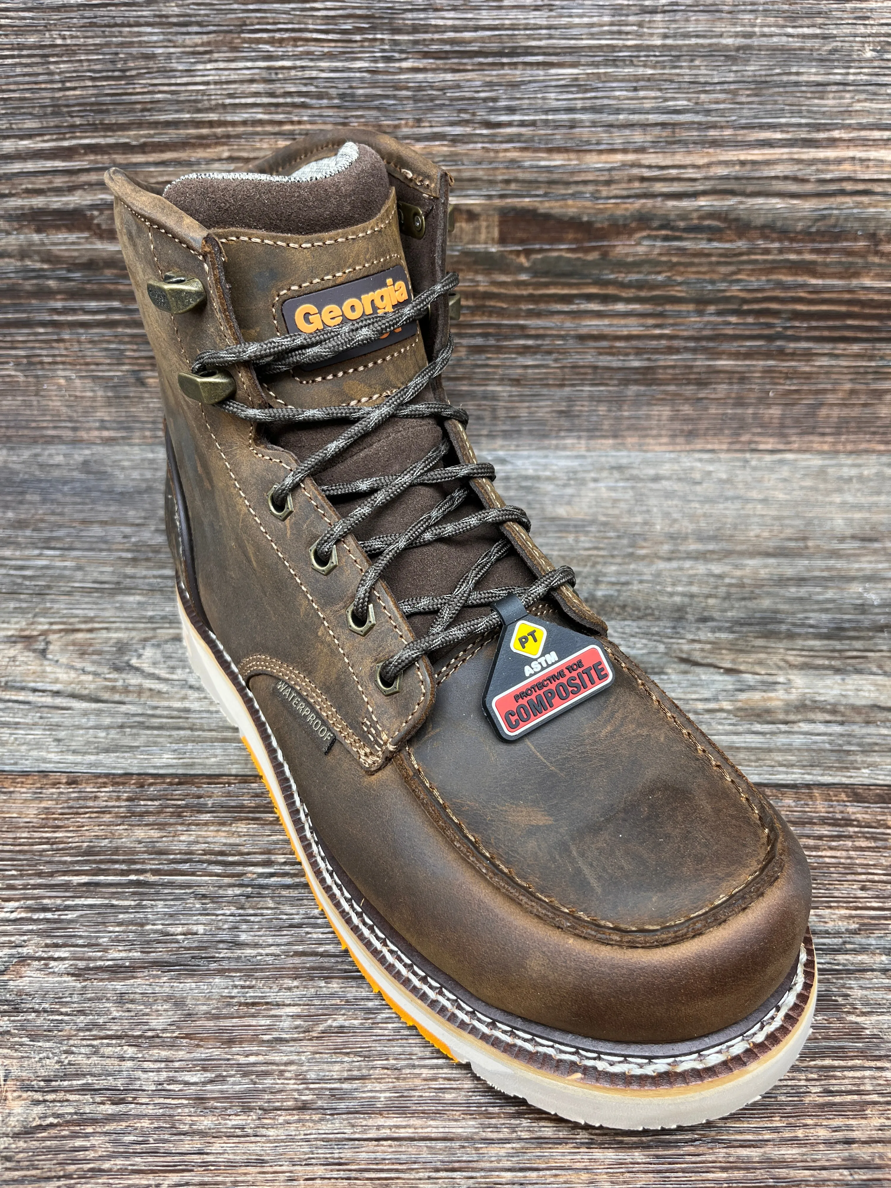 gb00592 Men's 6 inch Lace Up AMP LT Composite Safety Toe Work Boot by Georgia