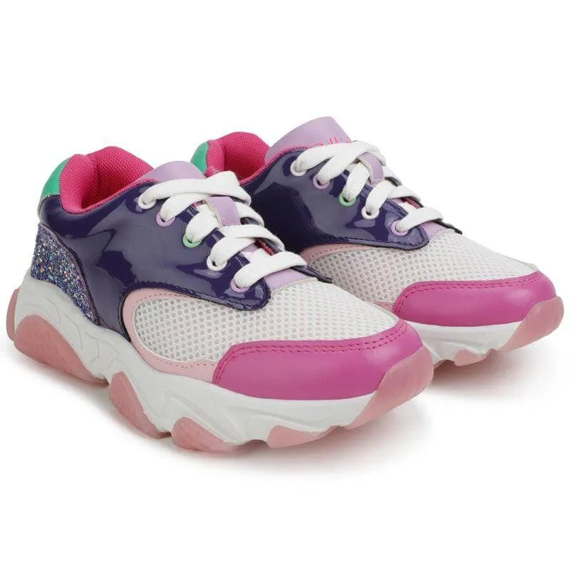 Girls Pink Glitter Trainers