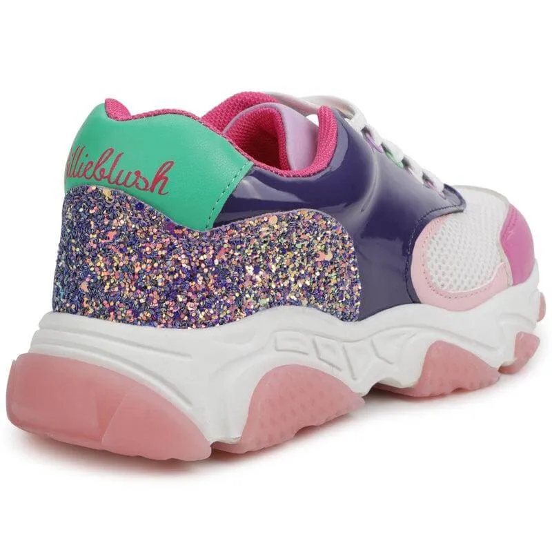 Girls Pink Glitter Trainers