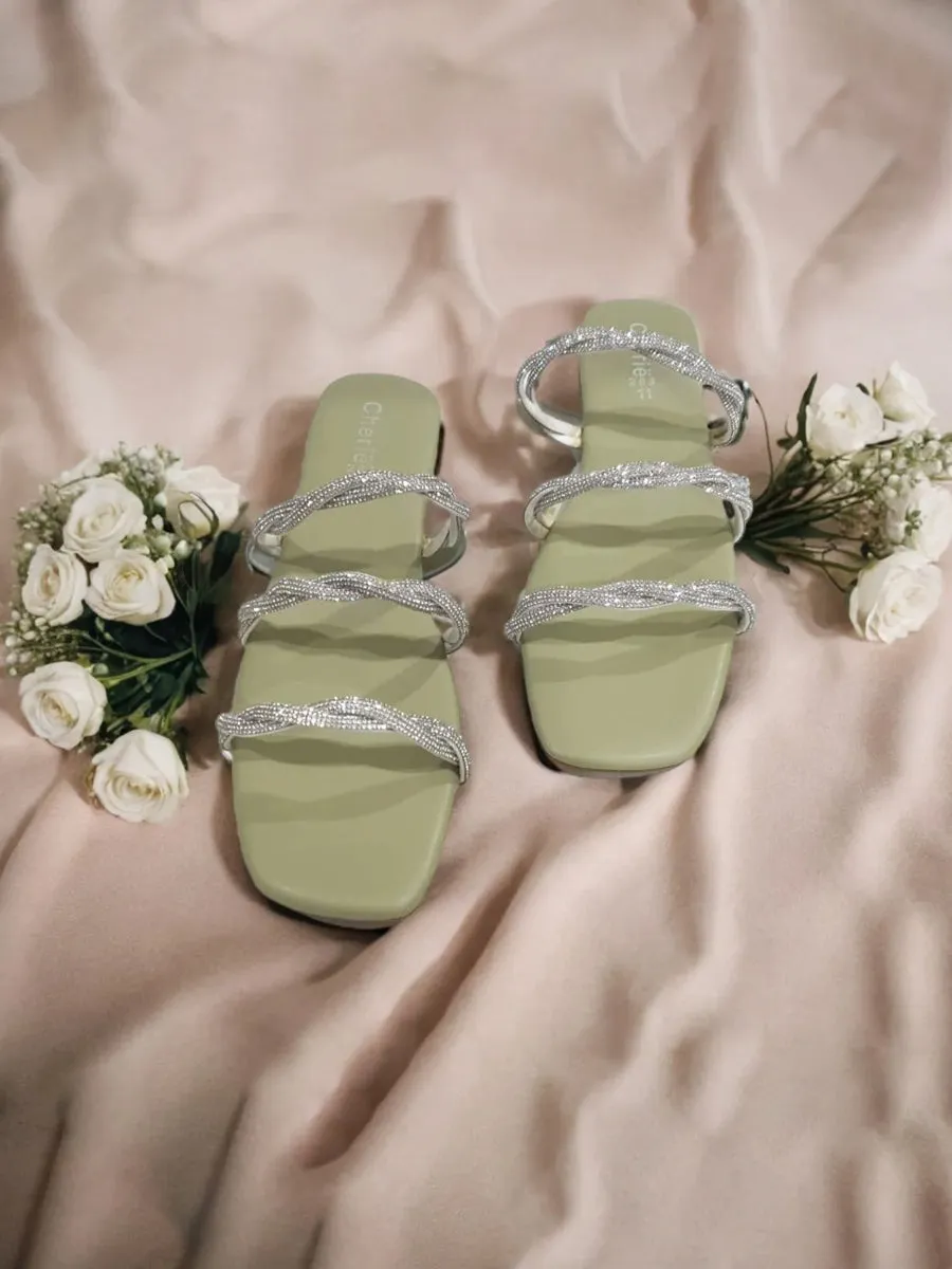 Green Fancy Slippers for women.