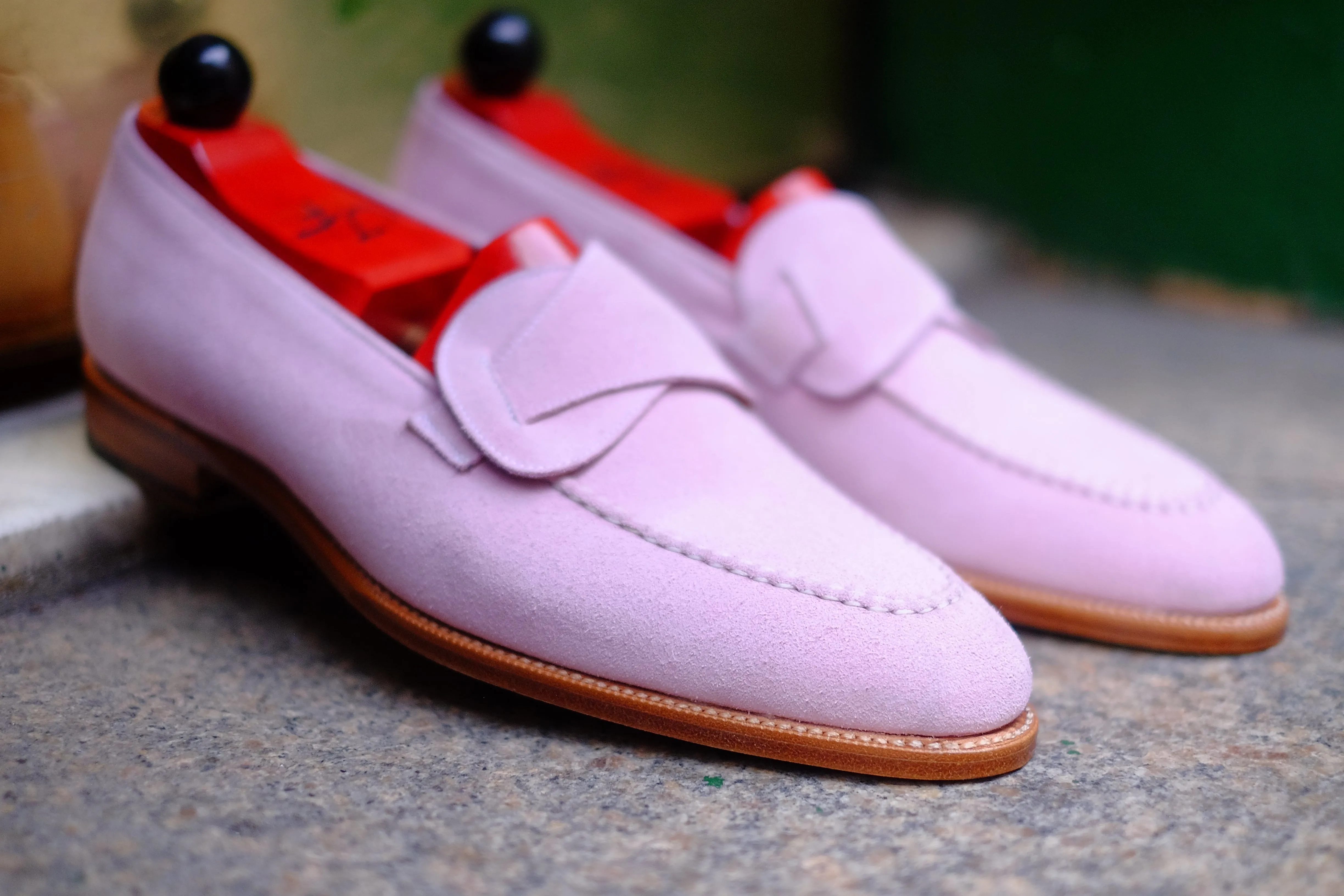 Hawthorne - MTO - Pink Suede - Natural Edge Trim - TMG Last - Single Leather Sole