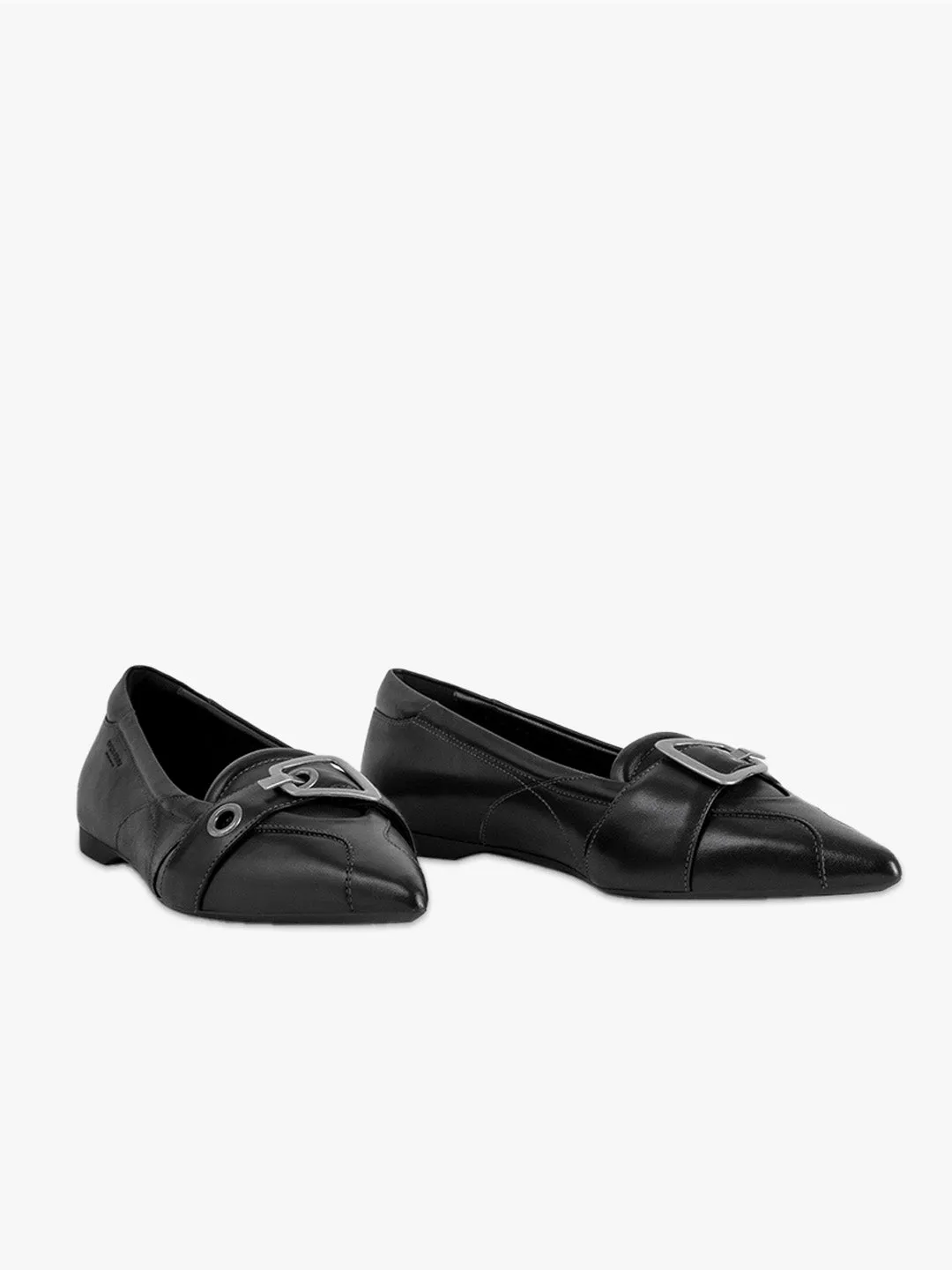 Hermine Pointed Buckle Flat - Black