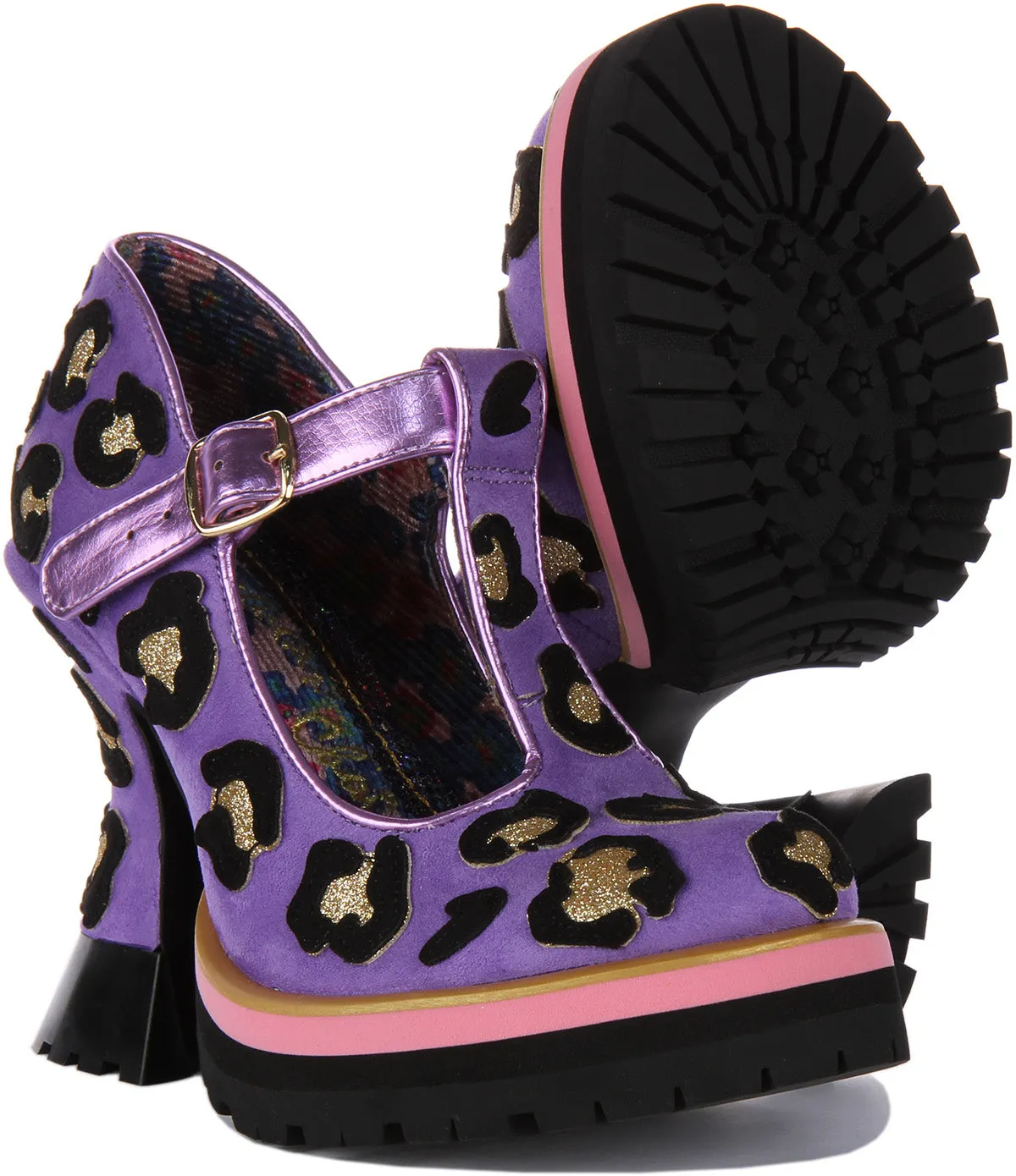 Irregular Choice Leopard Liaison In Lavender T Bar For Women