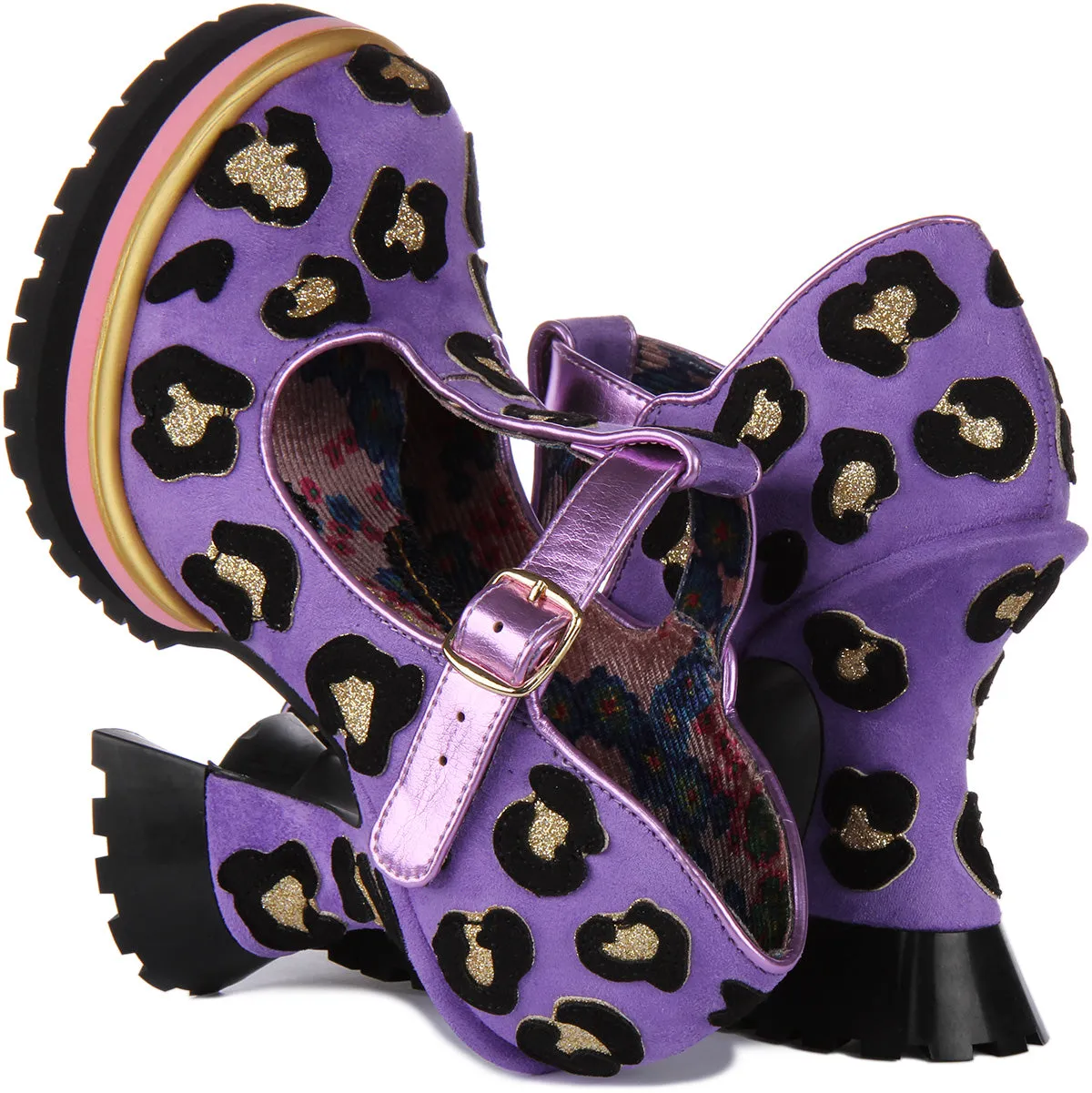 Irregular Choice Leopard Liaison In Lavender T Bar For Women