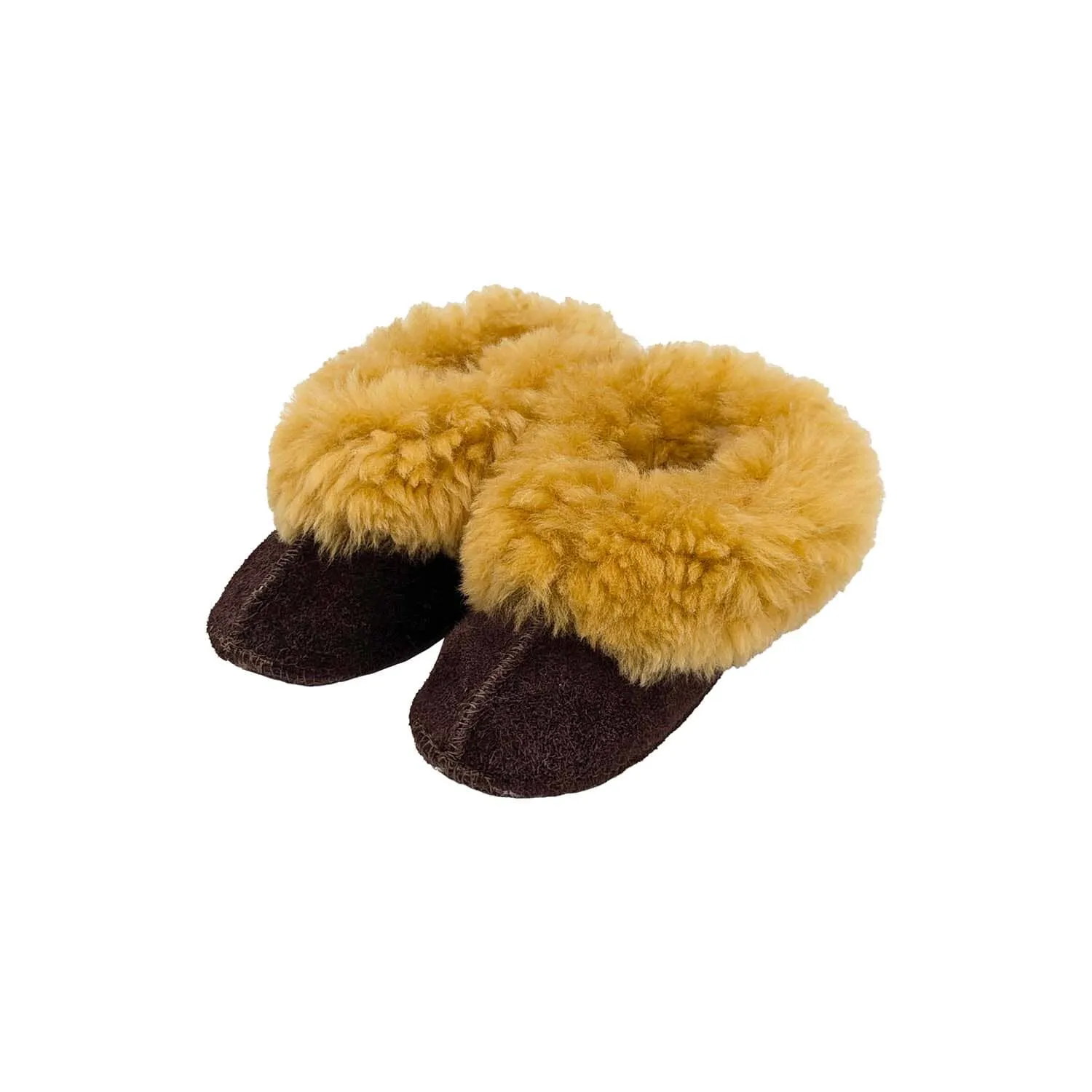 KARU Baby Cosy Sheepskin Slippers - Choc/Gold