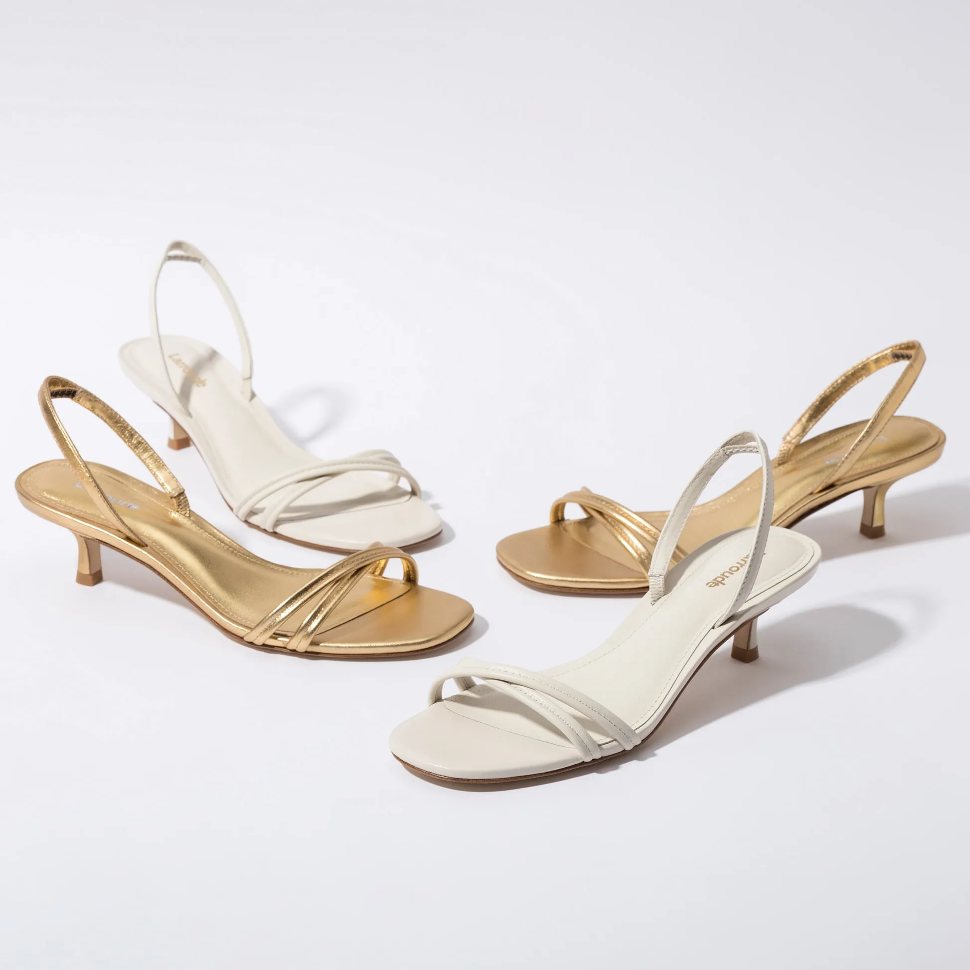 Larroude Mini Annie Sandal In Ivory Leather