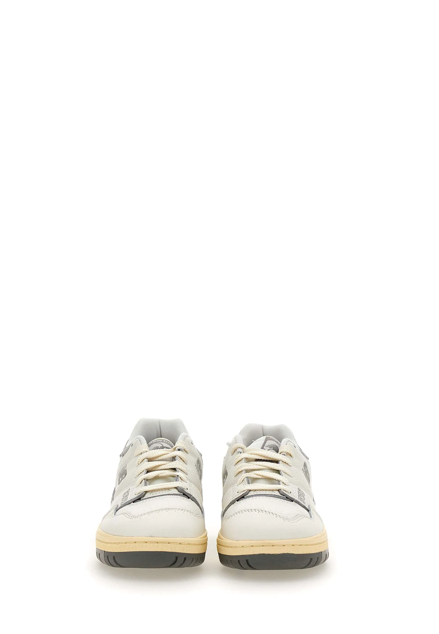 Leather Sneakers in White and Grey