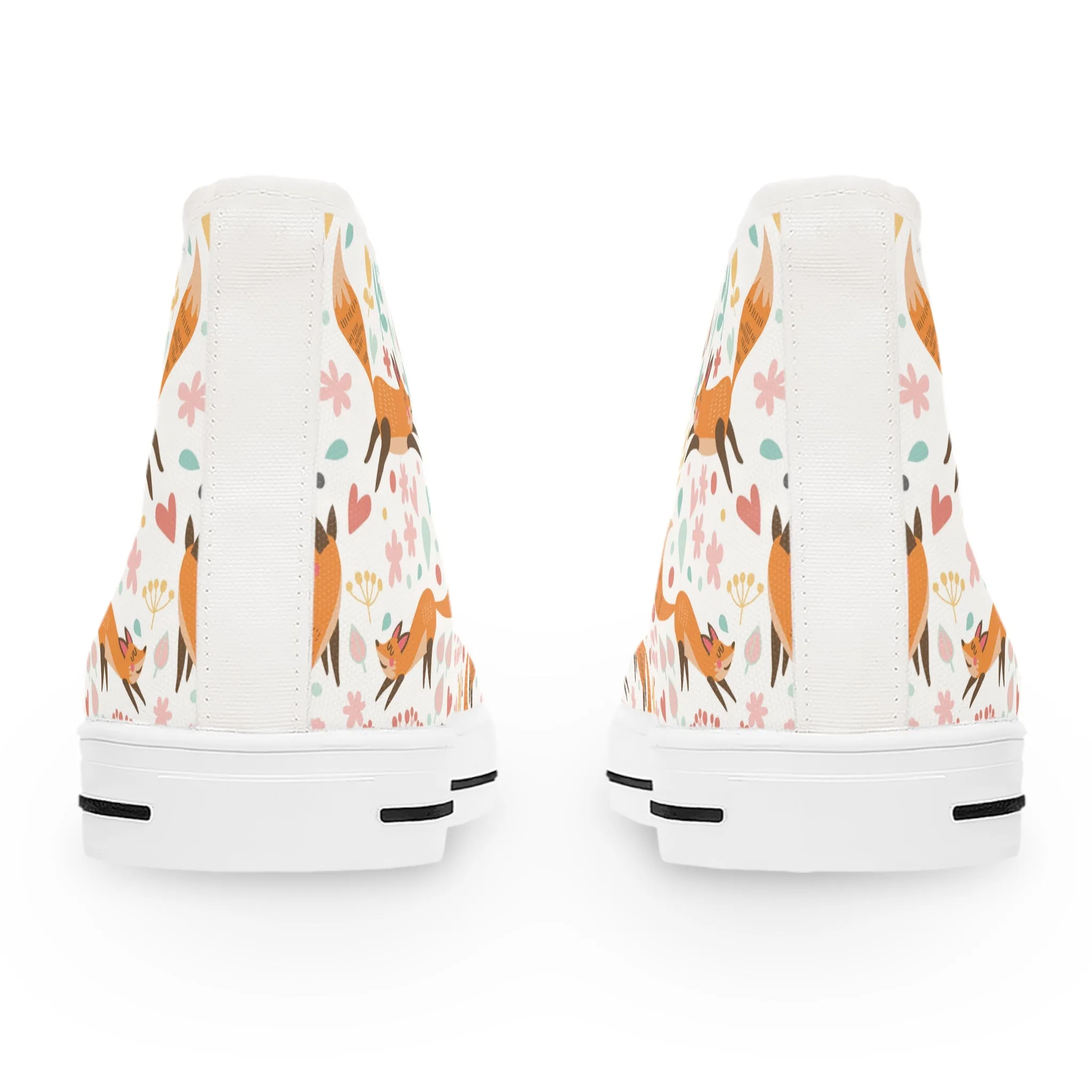 Lovely Fox and Flowers Women's High Top Sneakers