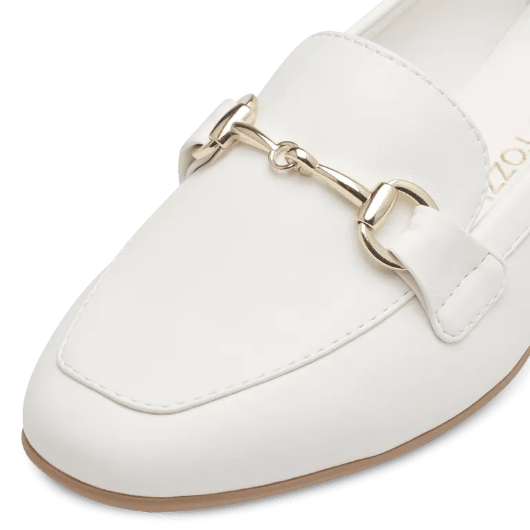 Marco Tozzi White Matte Loafer: Sleek Design with Gold Accent