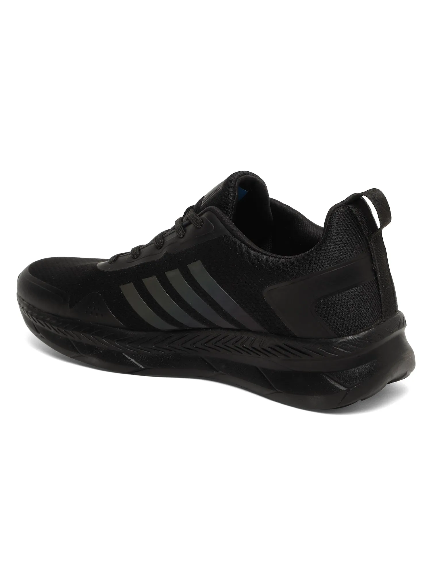 Men's Black Solid Lace-Up Running Shoes