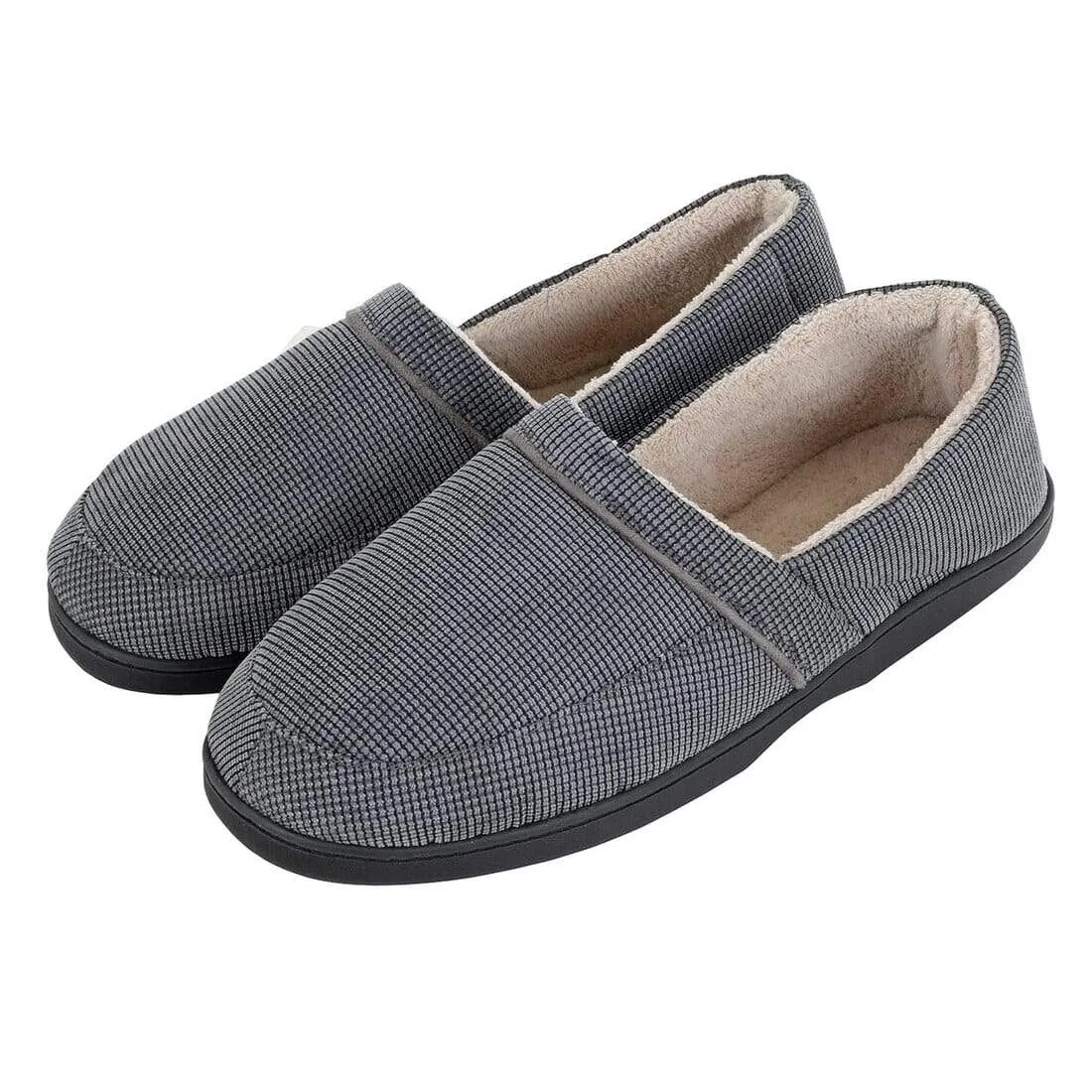 Mens Full Slippers Cord Upper Micro Towel Lining Non-Slip