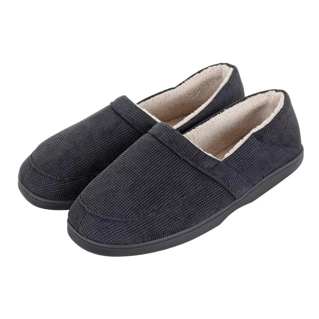 Mens Full Slippers Cord Upper Micro Towel Lining Non-Slip