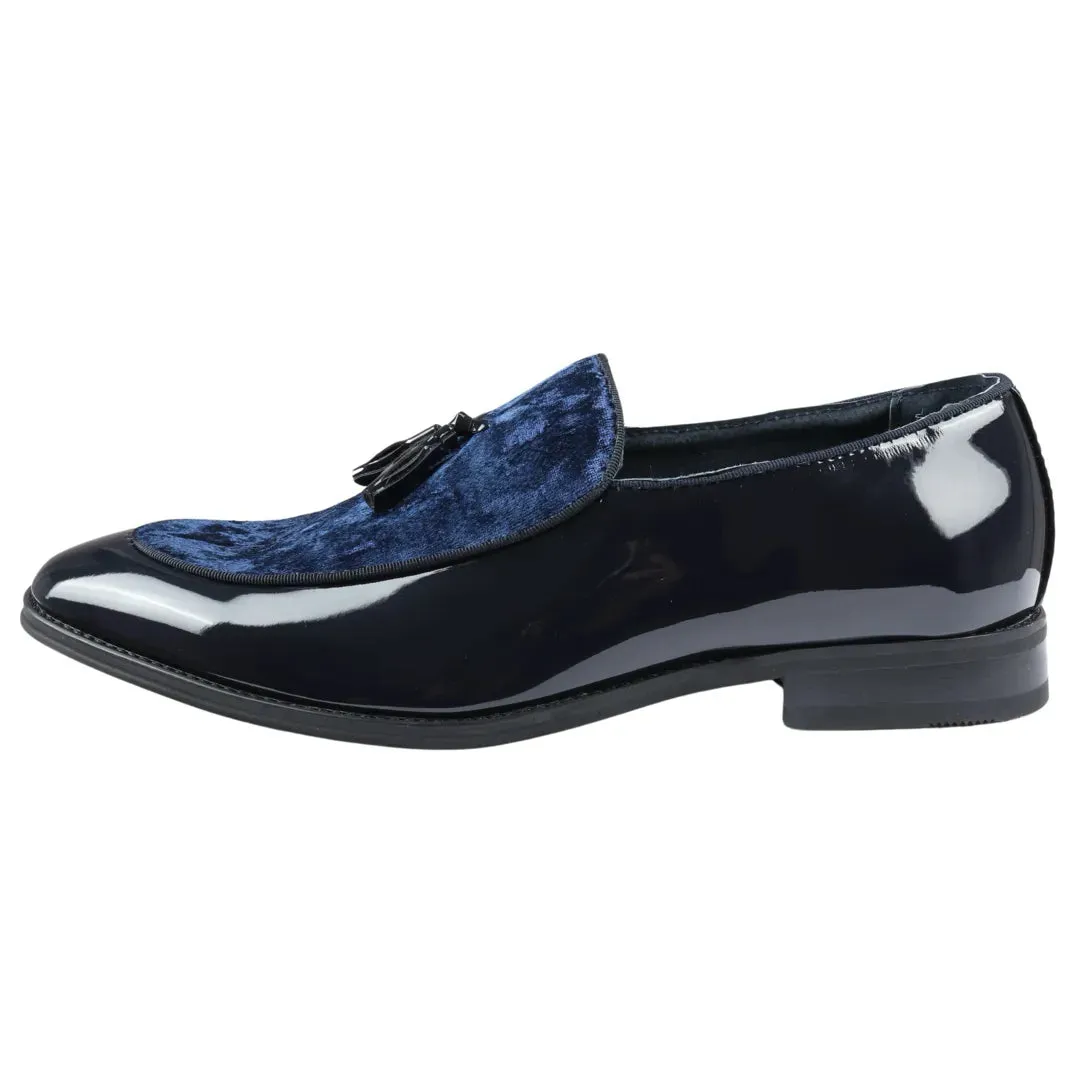 Men's Slip On Tassel Velvet Detailed Patent Loafers