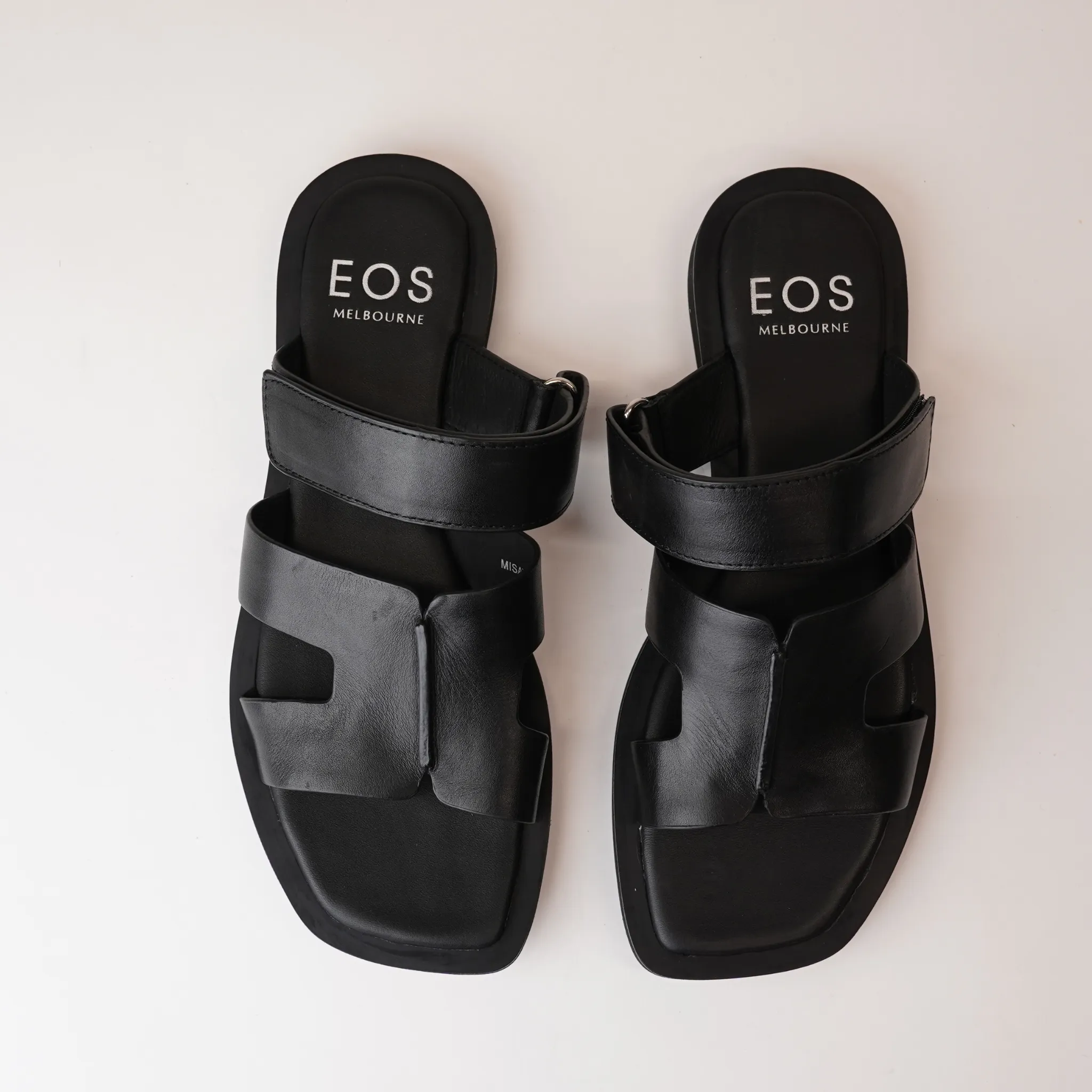 Misayao Black Leather Slides