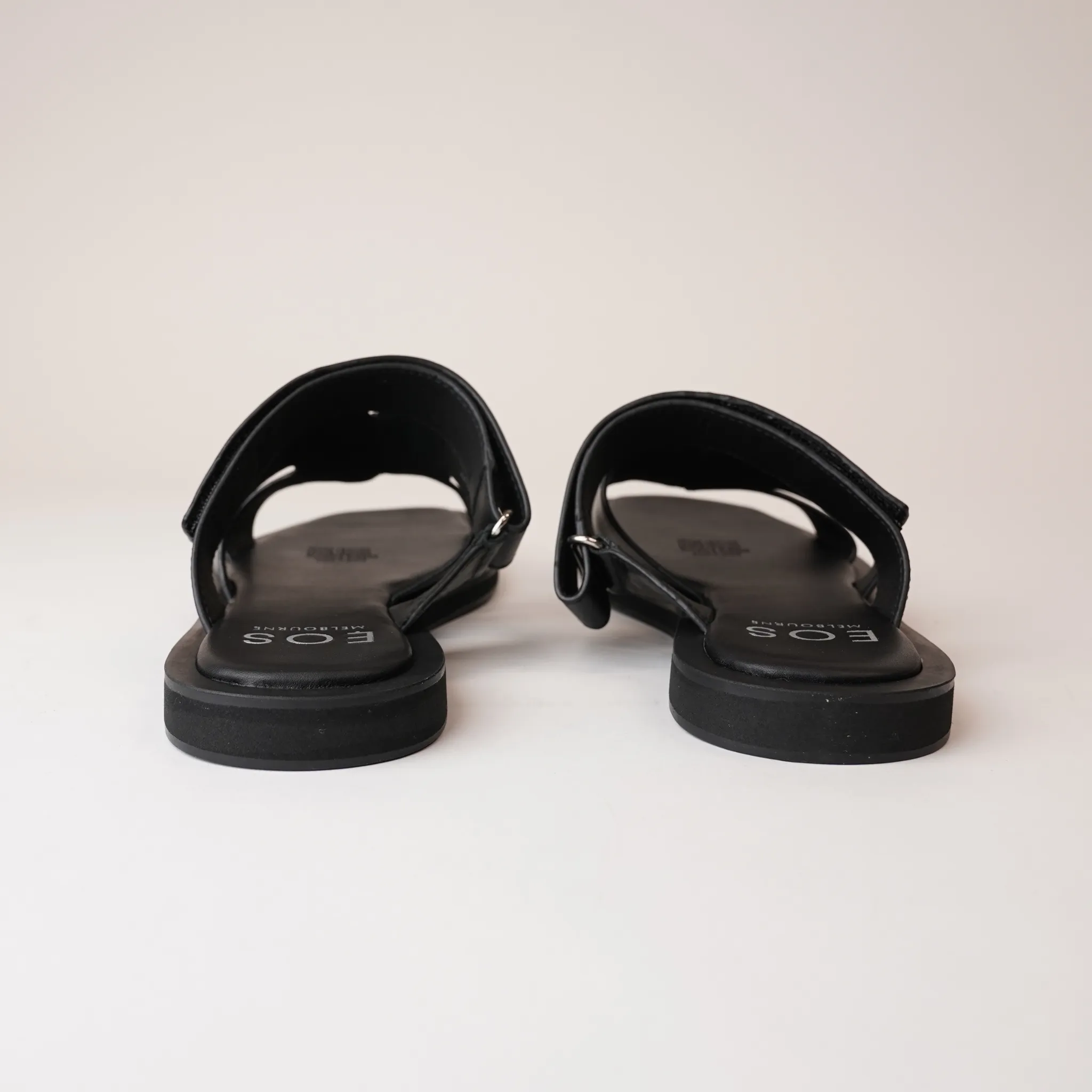 Misayao Black Leather Slides