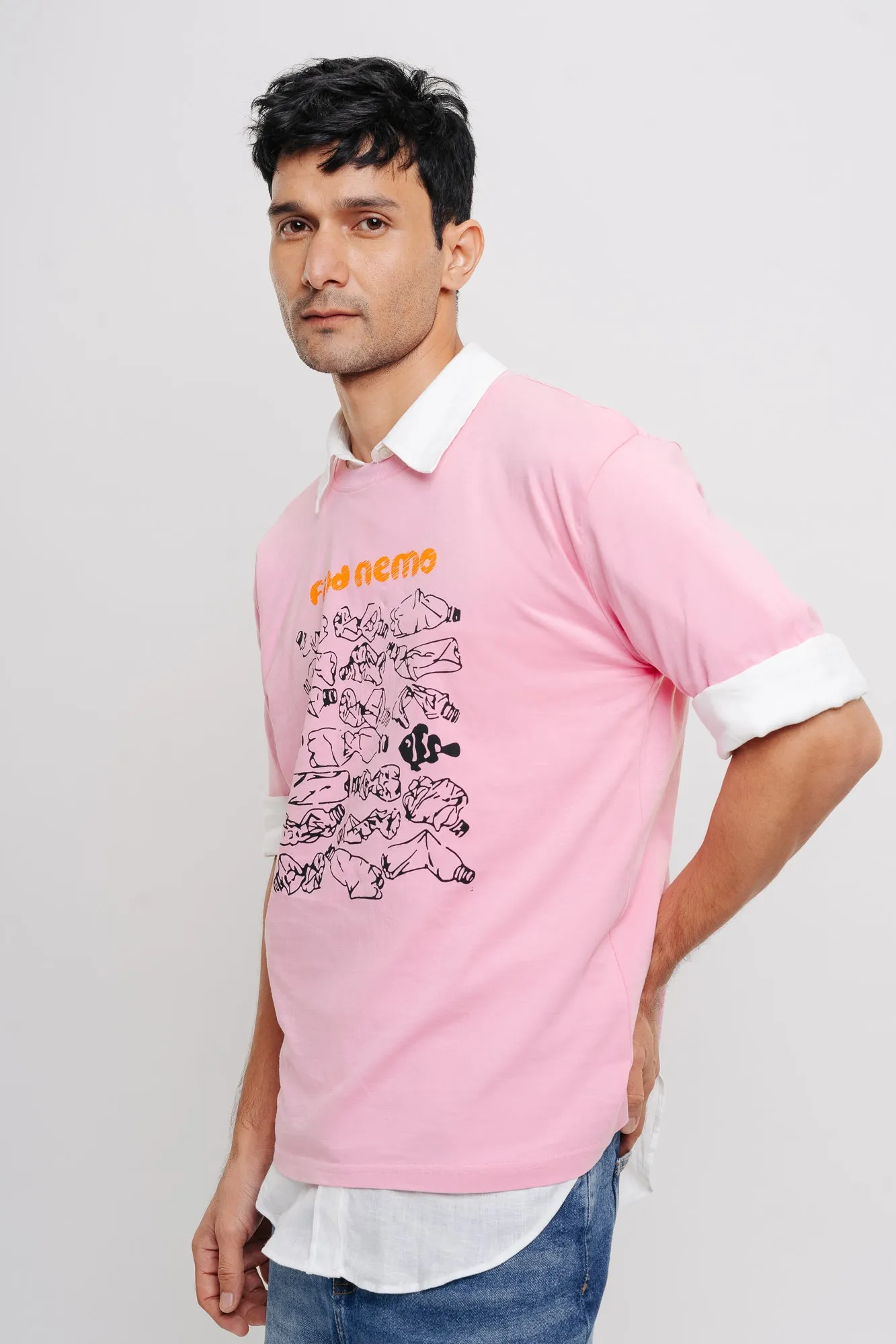 Nemo Pink Men's Oversized Tees