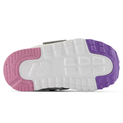 NEW BALANCE KID'S 574 HOOK N' LOOP WHITE/PINK SNEAKER SHOES