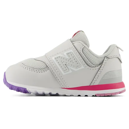 NEW BALANCE KID'S 574 HOOK N' LOOP WHITE/PINK SNEAKER SHOES