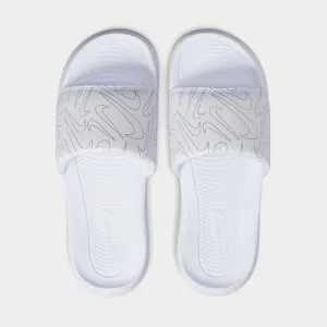 Nike Womens Victori Print Slides White/Silver _ 182337 _ White