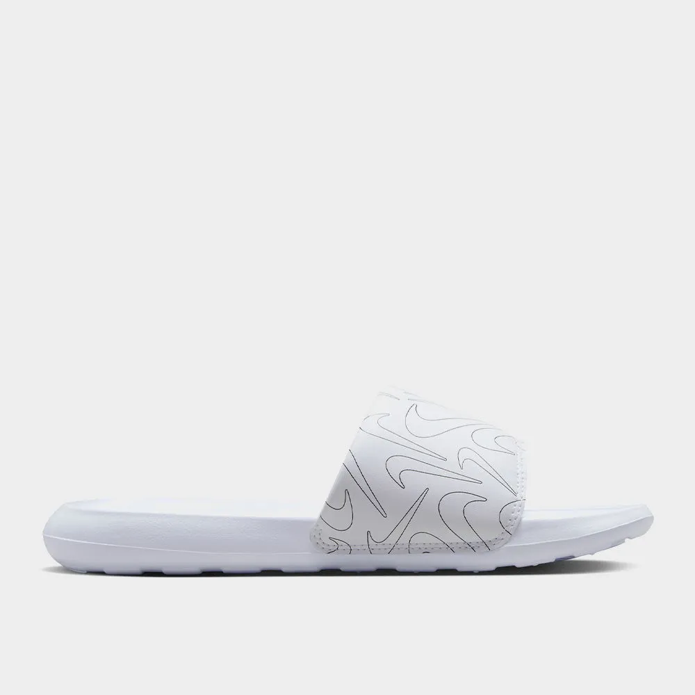 Nike Womens Victori Print Slides White/Silver _ 182337 _ White