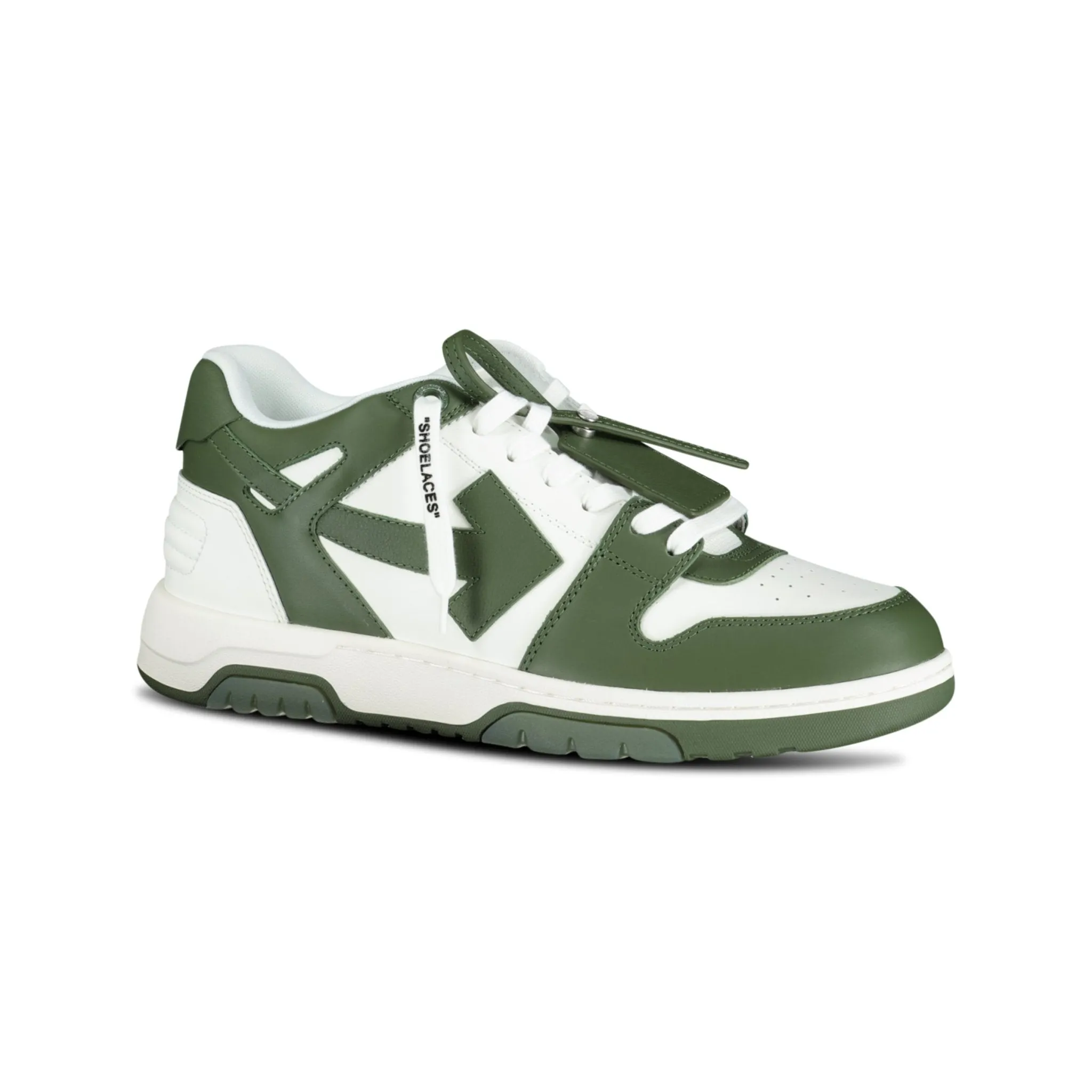 OFF-WHITE OUT OF OFFICE LOW-TOP LEATHER TRAINERS KHAKI & WHITE