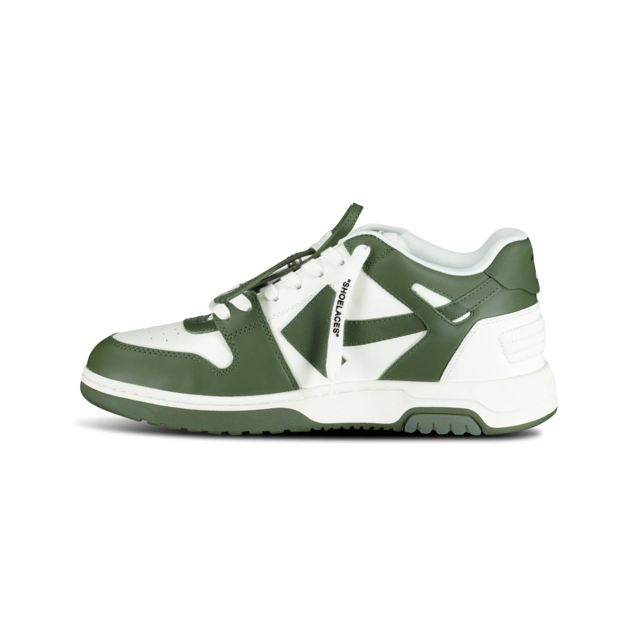 OFF-WHITE OUT OF OFFICE LOW-TOP LEATHER TRAINERS KHAKI & WHITE